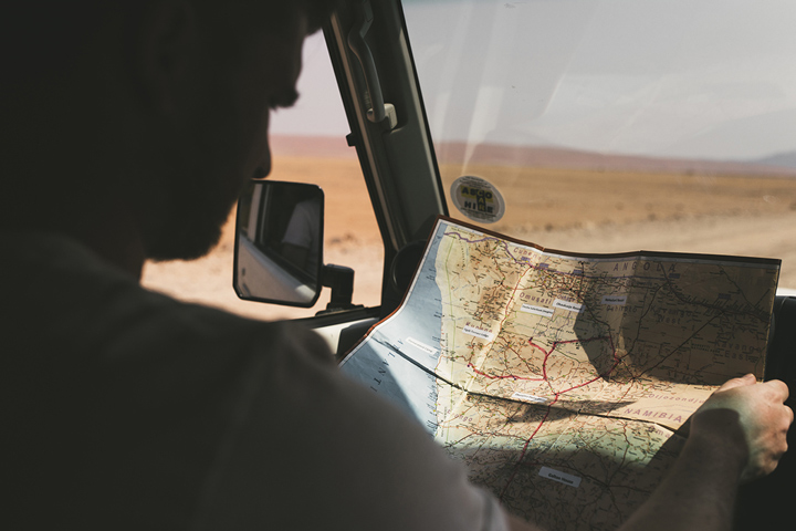 carte dans une voiture en Namibie