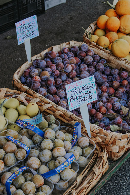 étalage de fruits sur un marché de Pise